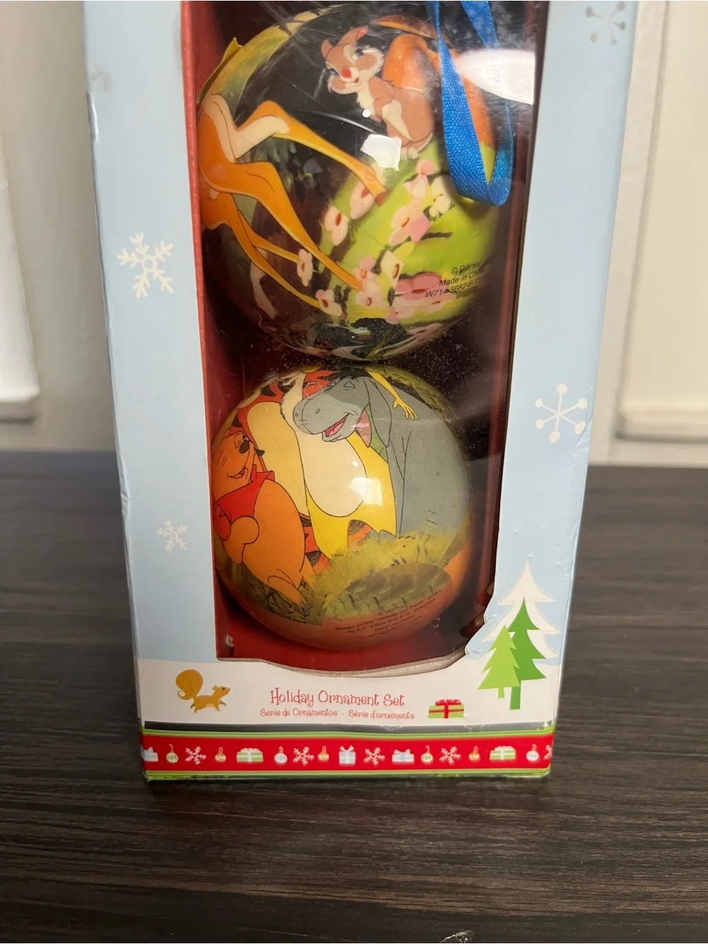 Vintage World Disney Classic Films Decoupage Collect Xmas Ornament set 7pc RARE!